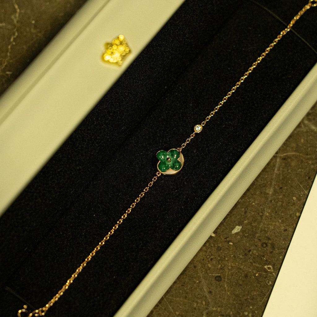 [Elowen jewels ]SUN MALACHITE 1 DIAMOND PINK GOLD BRACELET