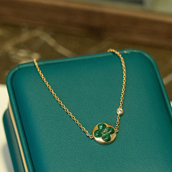 [Elowen jewels ]SUN MALACHITE 1 DIAMOND PINK GOLD BRACELET