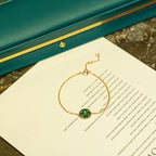 [Elowen jewels ]SUN MALACHITE 1 DIAMOND PINK GOLD BRACELET