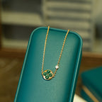 [Elowen jewels ]SUN MALACHITE 1 DIAMOND PINK GOLD BRACELET