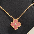 [Elowen jewels ]CLOVER 15MM DIAMOND RHODONIT-HALSKETTE