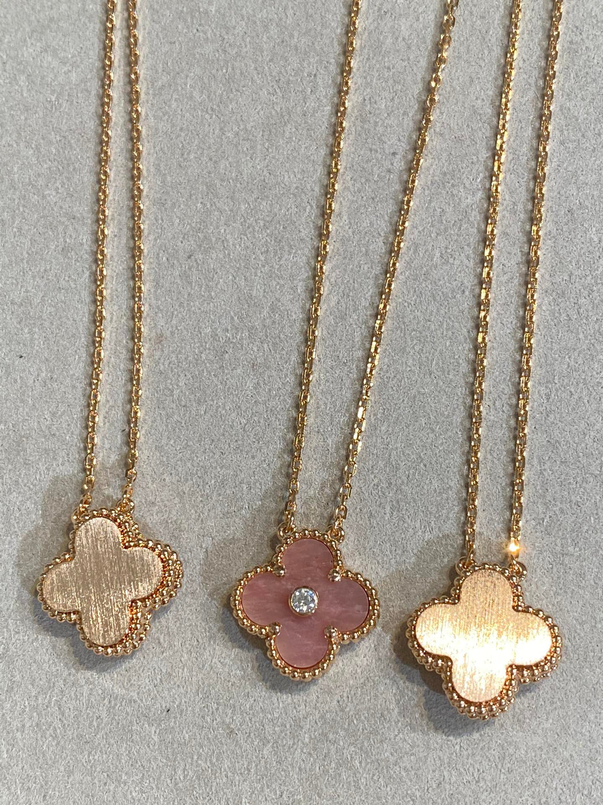[Elowen jewels ]CLOVER 15MM DIAMOND RHODONIT-HALSKETTE