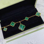 [Elowen jewels ]MAGIC CLOVER MALACHITE GOLD BRACELET 5 MOTIFS