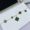 [Elowen jewels ]MAGIC CLOVER MALACHITE GOLD BRACELET 5 MOTIFS