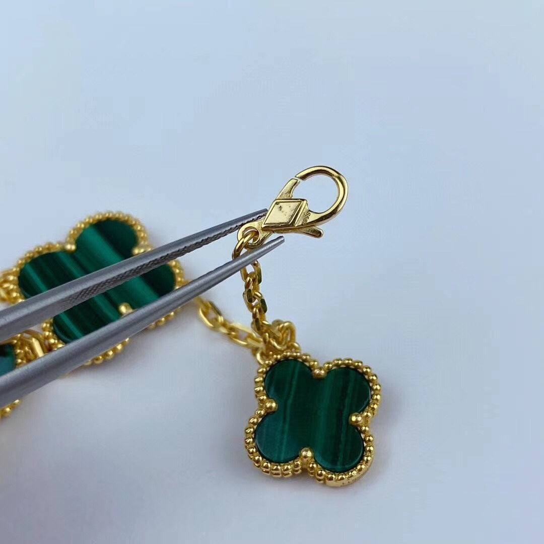 [Elowen jewels ]MAGIC CLOVER MALACHITE GOLD BRACELET 5 MOTIFS