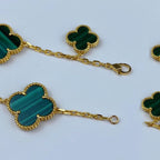 [Elowen jewels ]MAGIC CLOVER MALACHITE GOLD BRACELET 5 MOTIFS