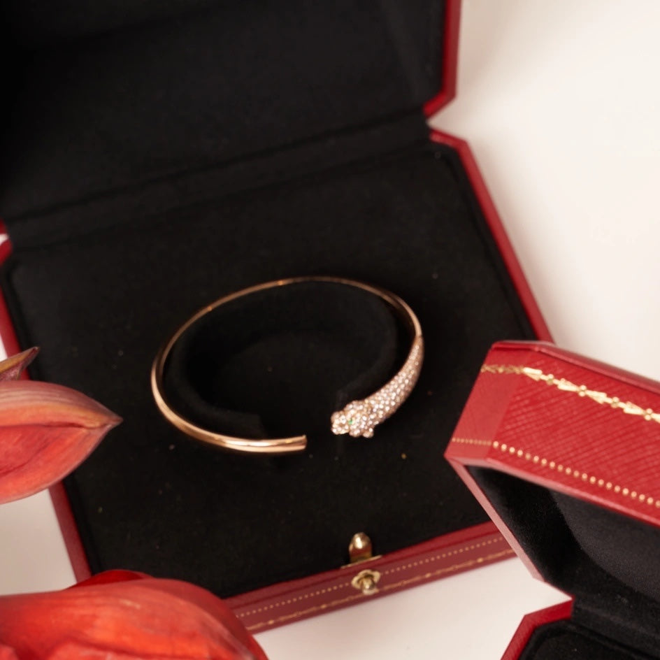 [Elowen jewels ]PANTHERE ROSE GOLD DIAMOND OPEN BRACELET