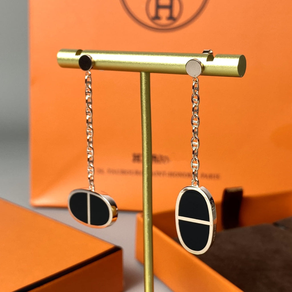 [Elowen jewels ]CHAINE VERSO ブラックセラミックピアス