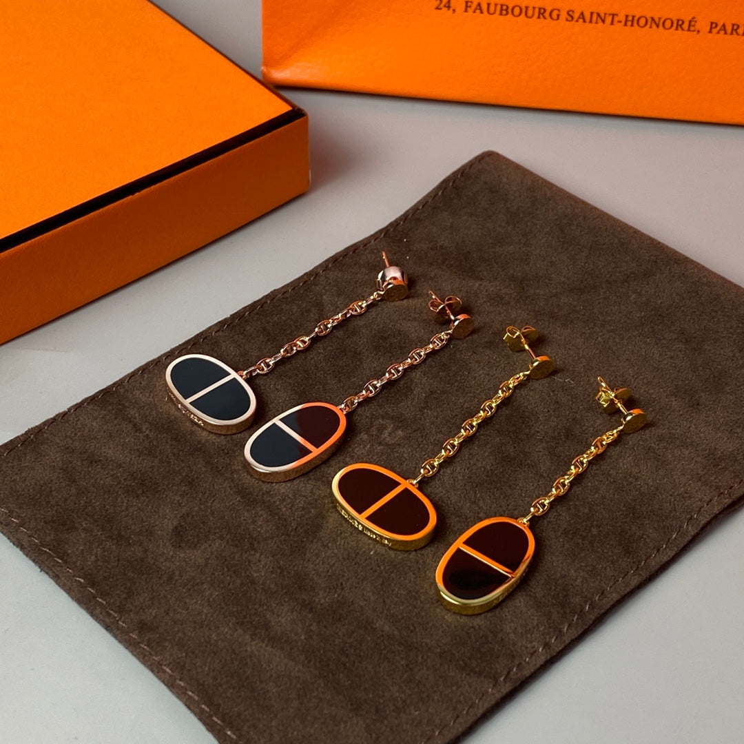 [Elowen jewels ]CHAINE VERSO BLACK CERAMIC EARRINGS