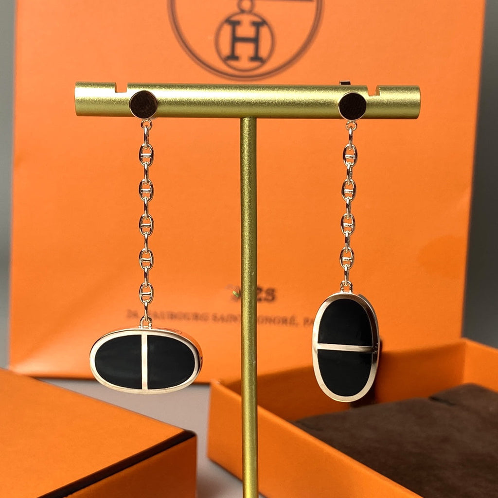 [Elowen jewels ]CHAINE VERSO ブラックセラミックピアス