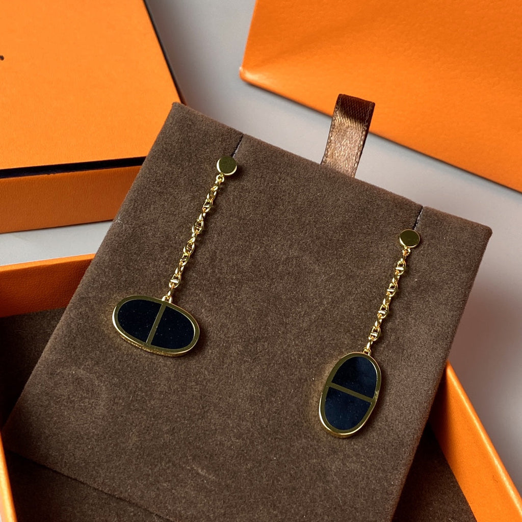 [Elowen jewels ]CHAINE VERSO ブラックセラミックピアス