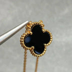 [Elowen jewels ]CLOVER 15MM BLACK ONYX SINGLE FLOWER NECKLACE