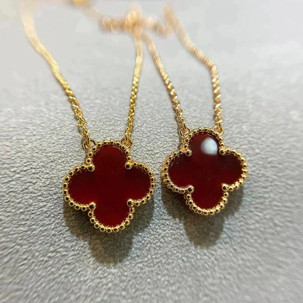 [Elowen jewels ]CLOVER 15MM KARNELIAN EINZELBLUMEN-HALSKETTE