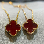 [Elowen jewels ]CLOVER 15MM KARNELIAN EINZELBLUMEN-HALSKETTE