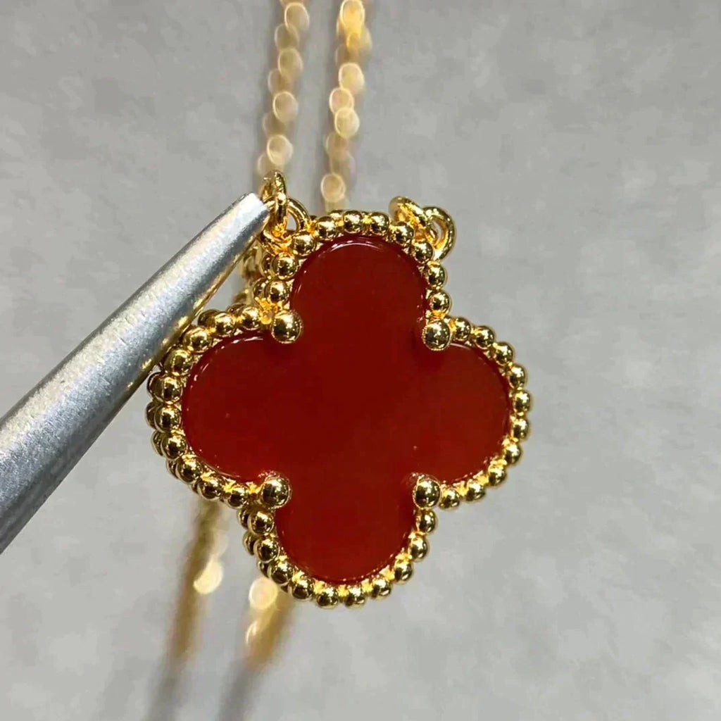 [Elowen jewels ]CLOVER 15MM KARNELIAN EINZELBLUMEN-HALSKETTE