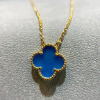 [Elowen jewels ]CLOVER 15MM BLAUER ACHAT-HALSKETTE