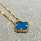 [Elowen jewels ]CLOVER 15MM BLAUER ACHAT-HALSKETTE