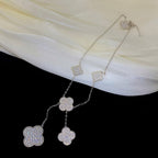 [Elowen jewels ]KLEEBLATT 5 MOTIVE SILBER-DIAMANT-HALSKETTE