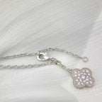 [Elowen jewels ]KLEEBLATT 5 MOTIVE SILBER-DIAMANT-HALSKETTE