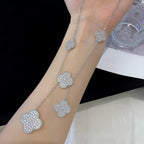 [Elowen jewels ]KLEEBLATT 5 MOTIVE SILBER-DIAMANT-HALSKETTE