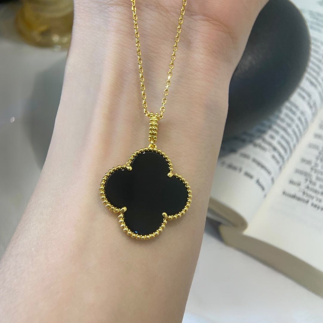 [Elowen jewels ]クローバー 25MM ネックレス ゴールド オニキス