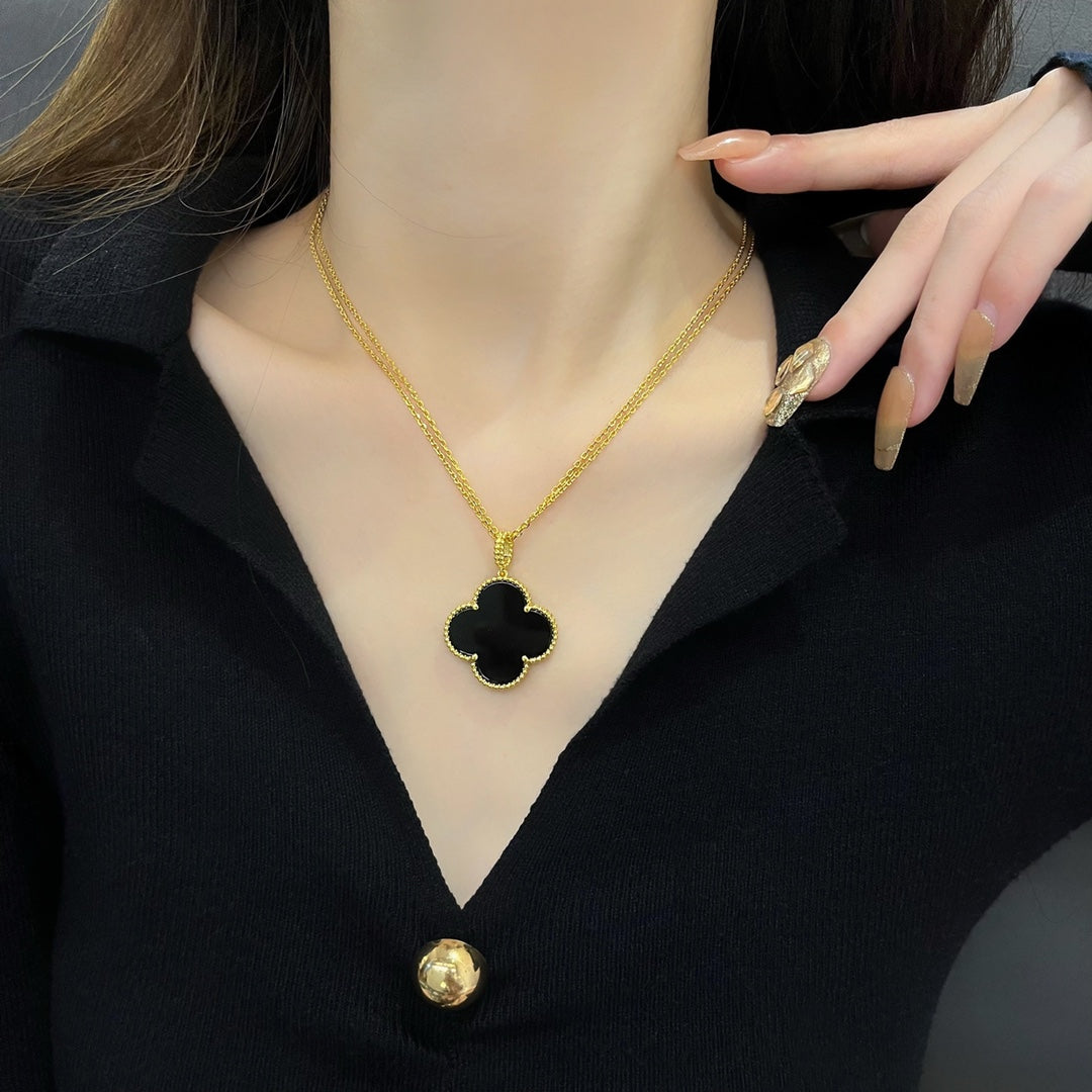 [Elowen jewels ]クローバー 25MM ネックレス ゴールド オニキス