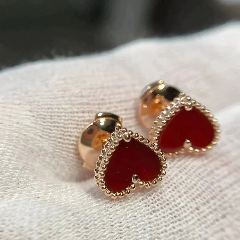 [Elowen jewels ]HEART CARNELIAN STUD EARRINGS