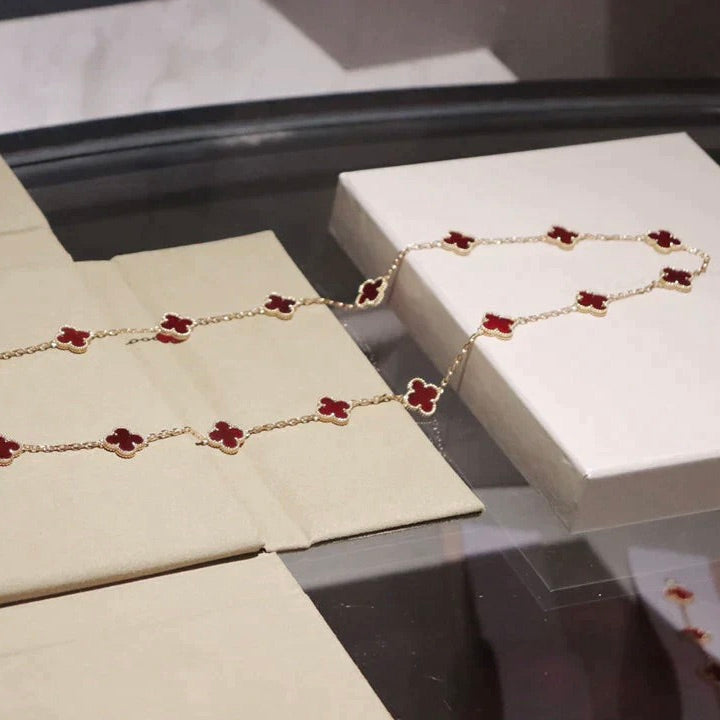 [Elowen jewels ]CLOVER 20 MOTIFS CARNELIAN NECKLACE