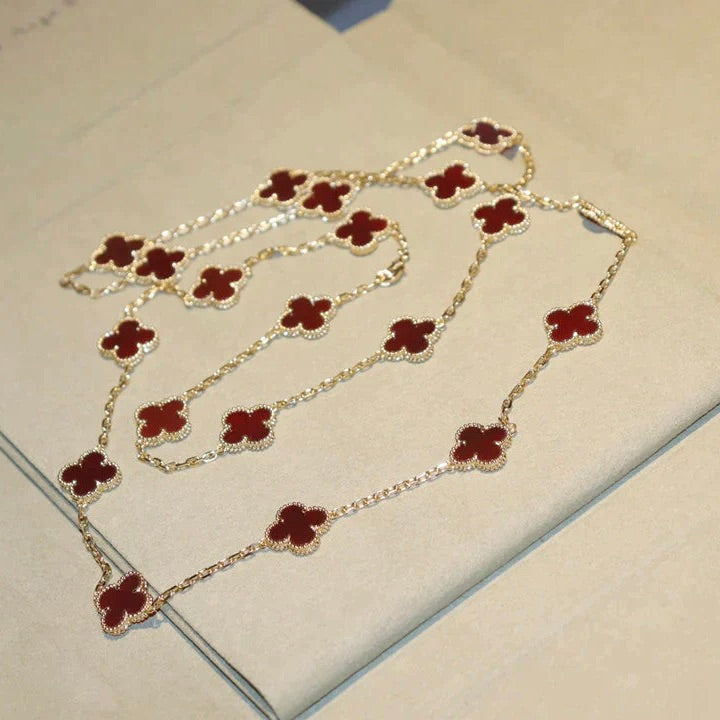 [Elowen jewels ]CLOVER 20 MOTIFS CARNELIAN NECKLACE