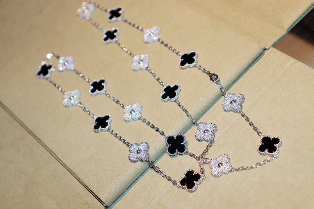 [Elowen jewels ]CLOVER 20 MOTIVE ONYX DIAMANT SILBER