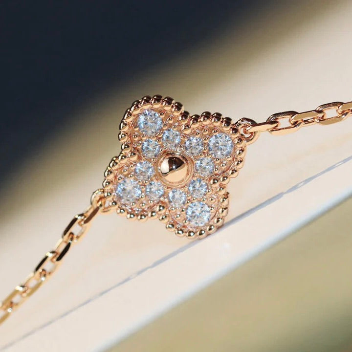 [Elowen Jewels]CLOVER 20 MOTIFS DARK MOP DIAMOND  NECKLACE