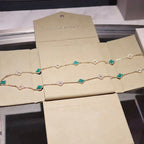 [Elowen jewels ]CLOVER 20 MOTIVE MALACHIT DIAMANT-HALSKETTE