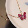 [Elowen jewels ]BUTTERFLY RED DIAMOND ROSE GOLD NECKLACE