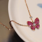 [Elowen jewels ]BUTTERFLY RED DIAMOND ROSE GOLD NECKLACE