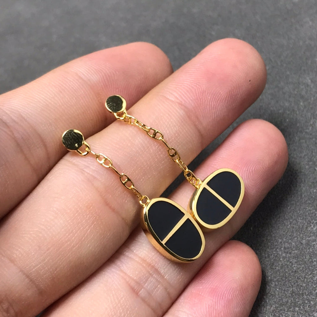 [Elowen jewels ]CHAINE VERSO OHRRINGE AUS SCHWARZER KERAMIK UND SILBER