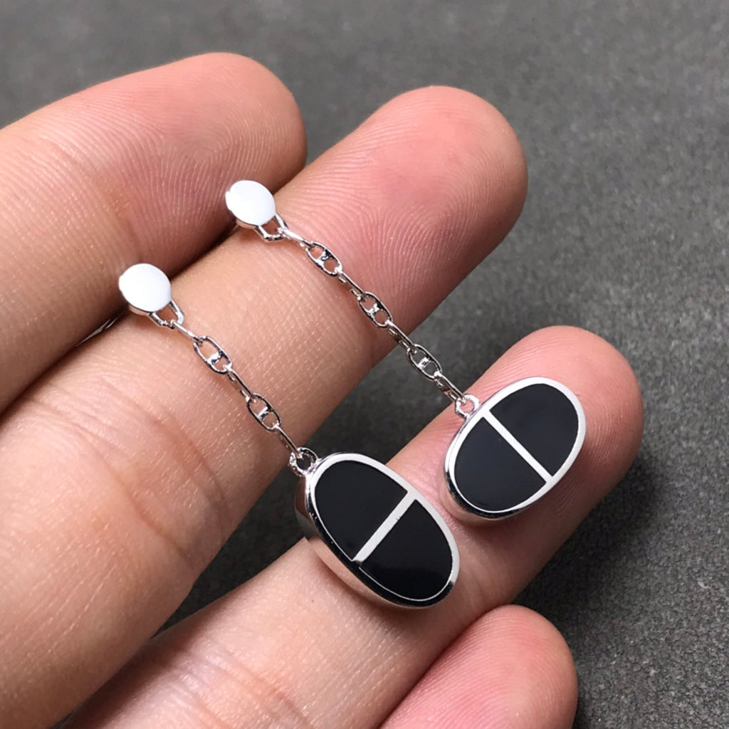 [Elowen jewels ]CHAINE VERSO OHRRINGE AUS SCHWARZER KERAMIK UND SILBER