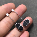 [Elowen jewels ]CHAINE VERSO OHRRINGE AUS SCHWARZER KERAMIK UND SILBER
