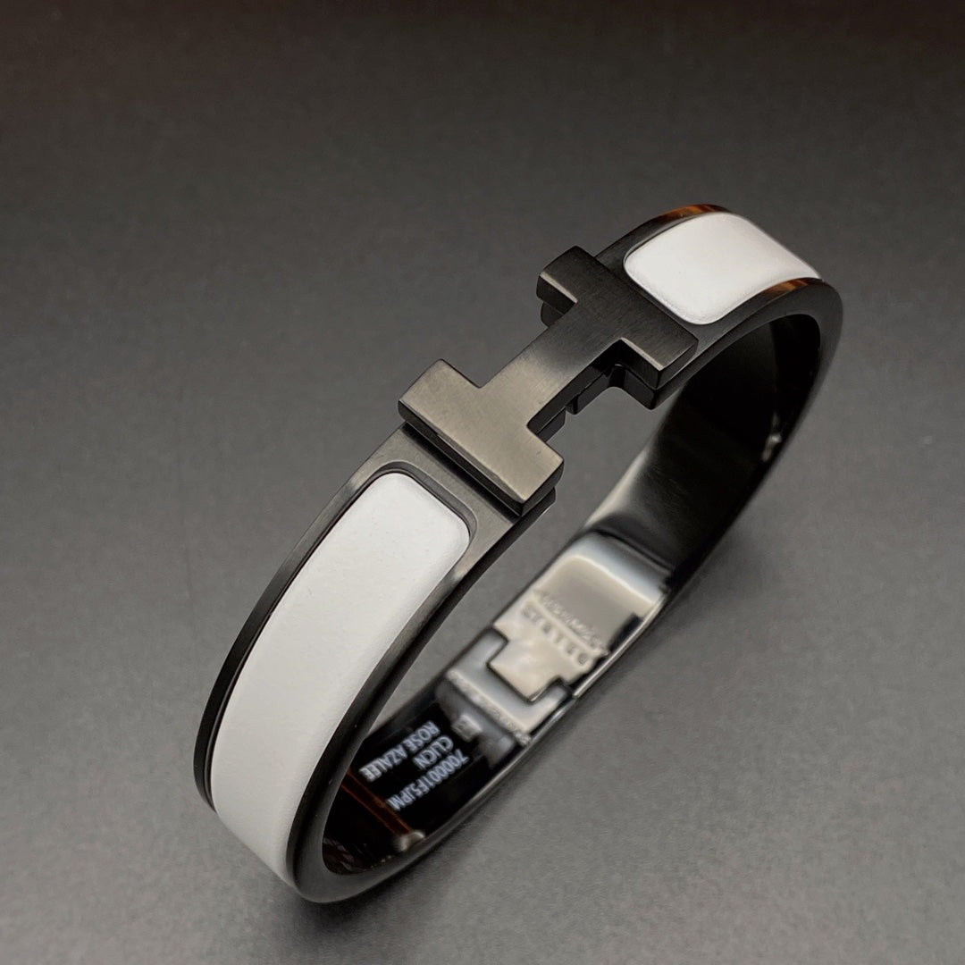 [Elowen jewels ]H-ARMBAND 12MM SCHWARZ WEIẞ KERAMIK
