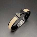 [Elowen jewels ]H BRACELET 12MM BLACK BEIGE CERAMIC