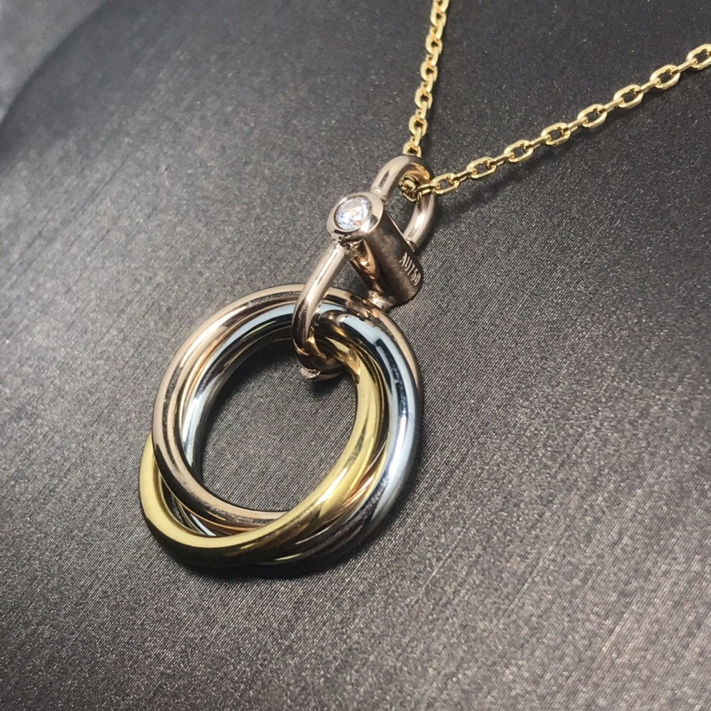 [Elowen jewels ]TRINITY SILVER GOLD PINK GOLD NECKLACE