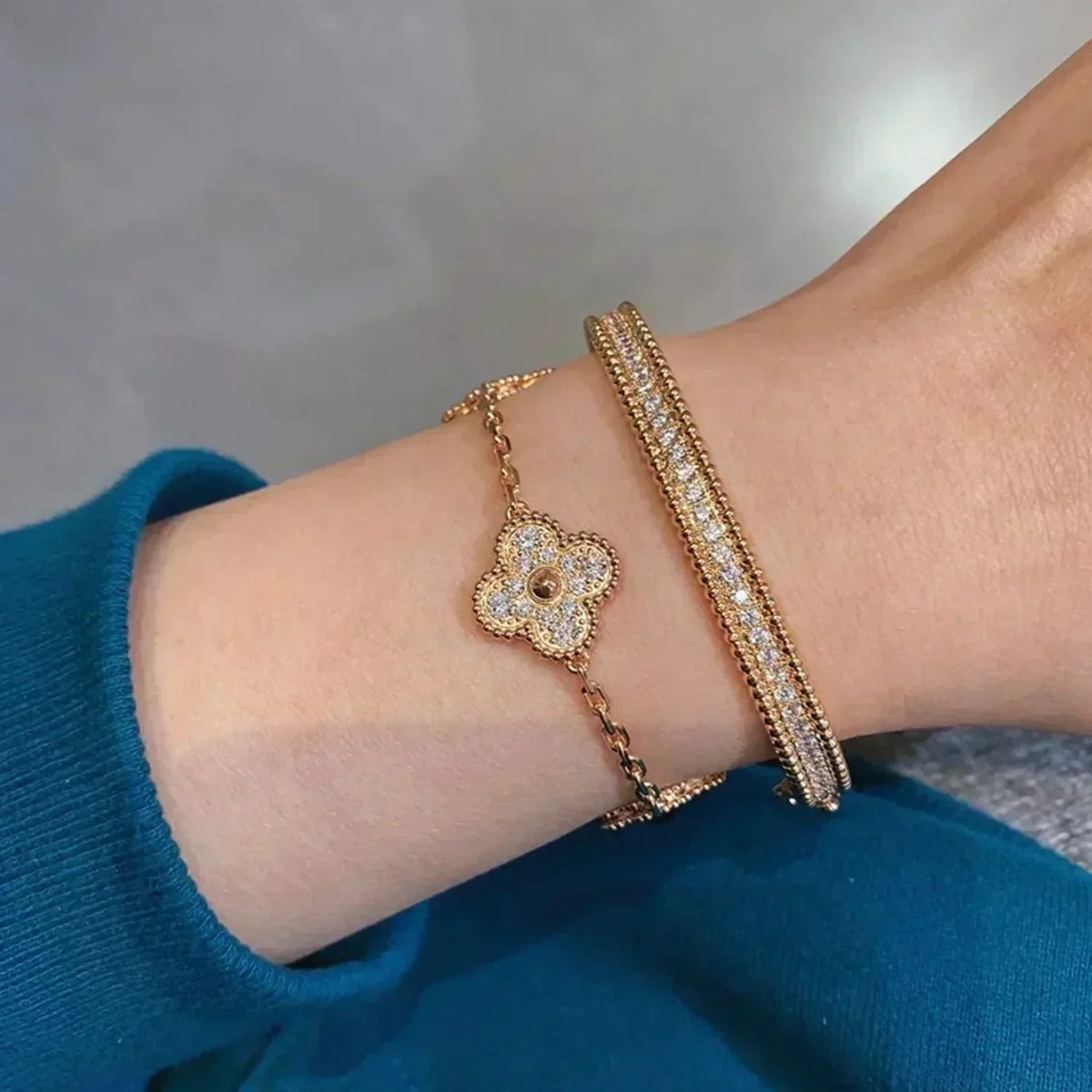 [Elowen jewels ] CLOVER 5 MOTIF FULL DIAMOND BRACELET COLLECTION