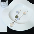 [Elowen jewels ]CLOVER BRACELET 5 MOTIFS MOP CHALCEDONY SILVER