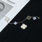 [Elowen jewels ]CLOVER BRACELET 5 MOTIFS MOP CHALCEDONY SILVER