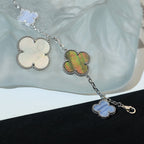 [Elowen jewels ]CLOVER BRACELET 5 MOTIFS MOP CHALCEDONY SILVER