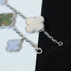 [Elowen jewels ]CLOVER BRACELET 5 MOTIFS MOP CHALCEDONY SILVER