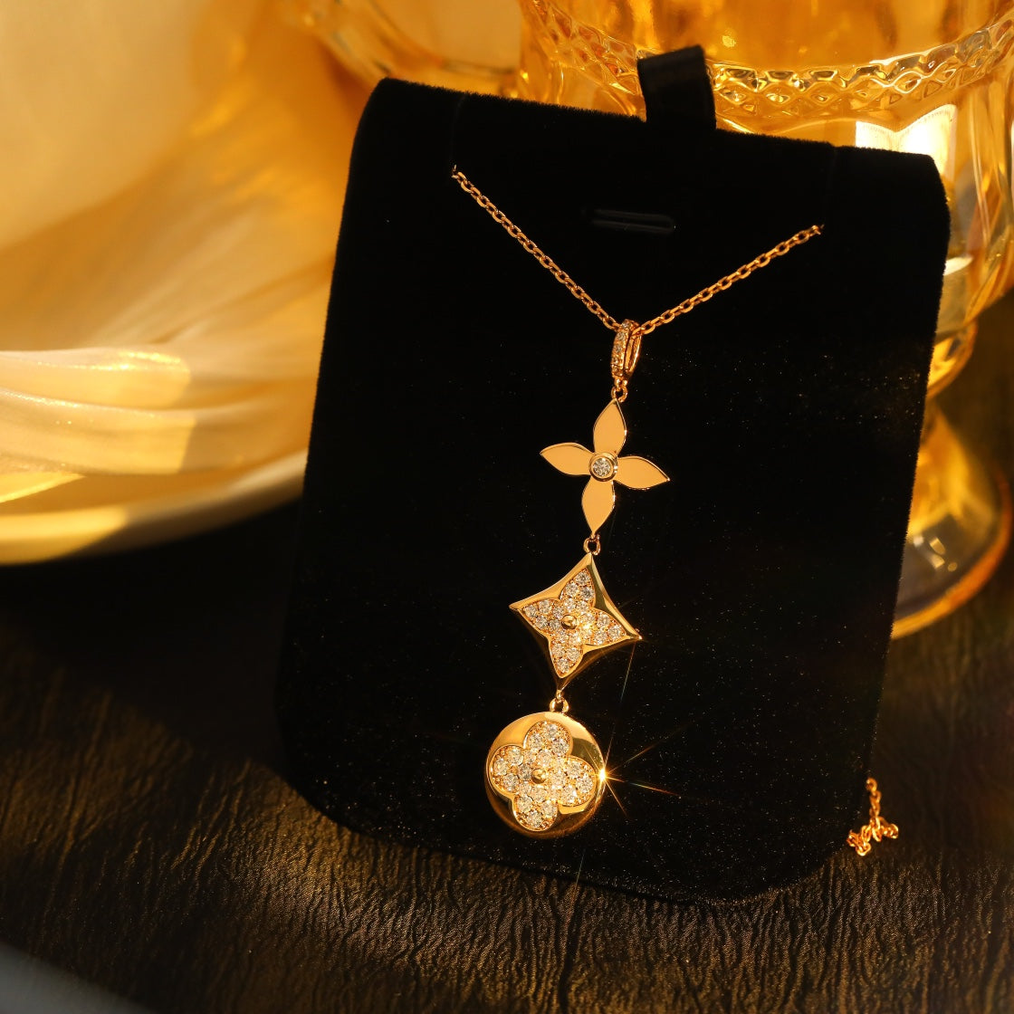 [Elowen jewels ]STAR AND SUN DIAMOND PINK GOLD NECKLACE