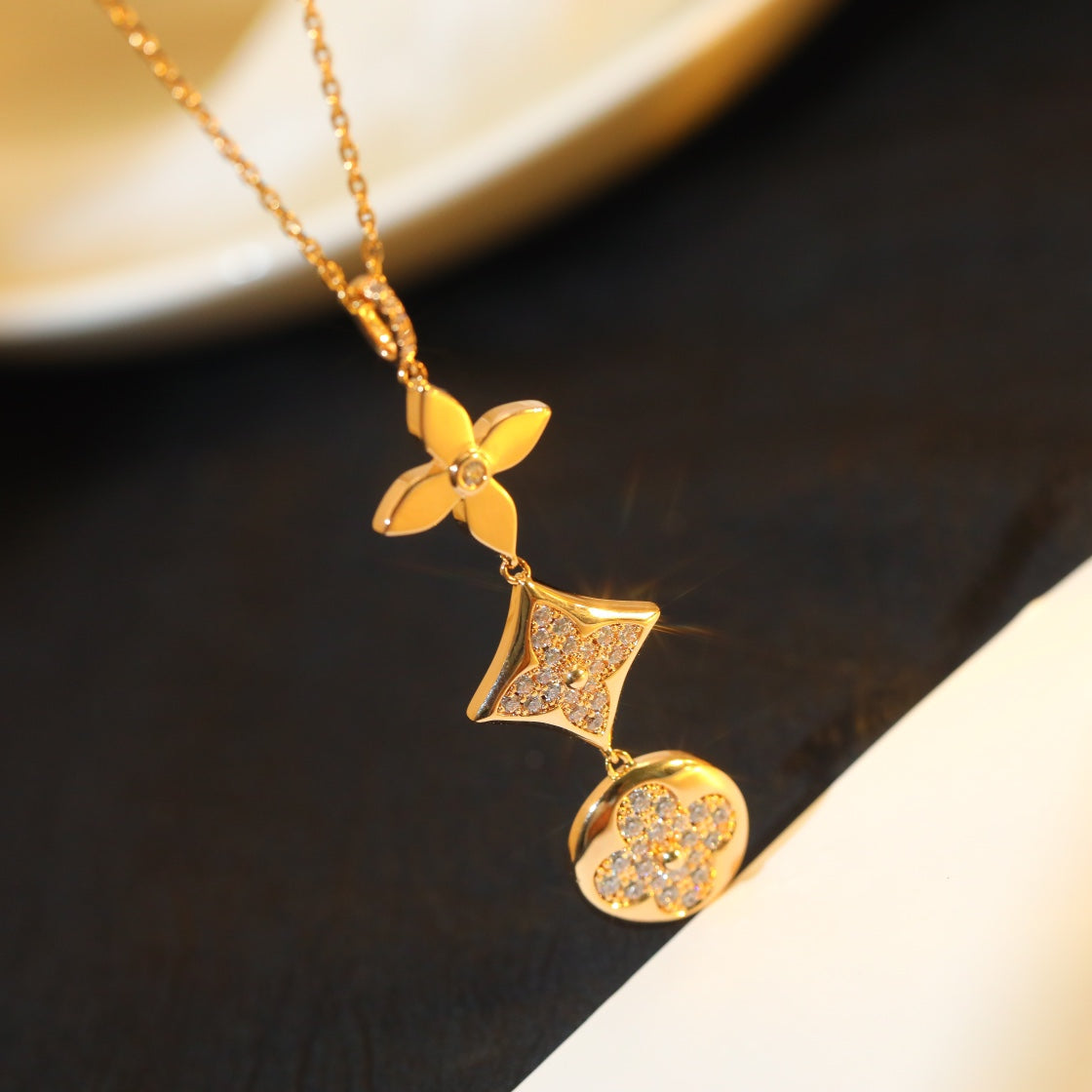 [Elowen jewels ]STAR AND SUN DIAMOND PINK GOLD NECKLACE