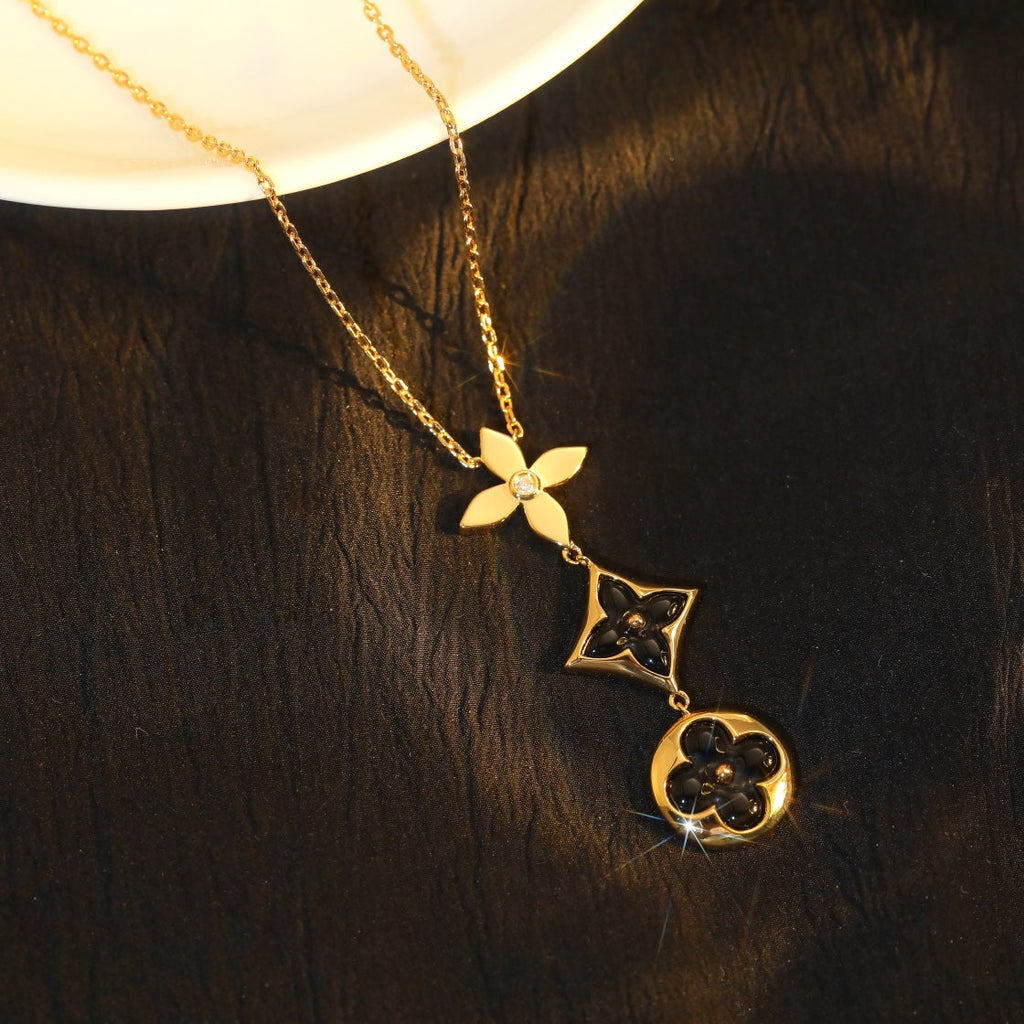 [Elowen jewels ]STERN- UND SONNEN-ONYX-HALSKETTE IN ROSÉGOLD