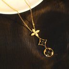 [Elowen jewels ]STERN- UND SONNEN-ONYX-HALSKETTE IN ROSÉGOLD
