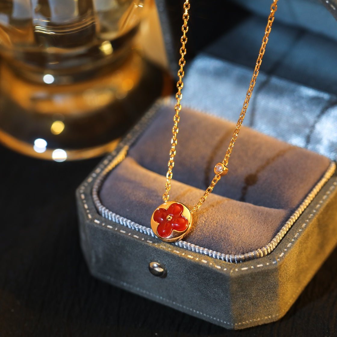 [Elowen jewels ]SUN PEDANT PINK GOLD 1 DIAMOND NECKLACE